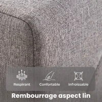 HOMCOM Cadre de Lit 140 x 190 cm avec Sommier et Tête Réglable, Lit Double Rembourré en Lin, Rangement au-dessous, Gris(m-5)