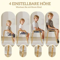 AIYAPLAY Holzstuhl-Set für Kinder, rutschfeste Fußpads, 3-9 Jahre, höhenverstellbar, Weiß(m-4)
