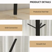 HOMCOM Freestanding Metal Coat Rack Stand 9 Hooks Clothes Tree with 1 Shelf Hat Display Hall Tree Hanger Bag Umbrella Hanging Organiser Black(m-5)