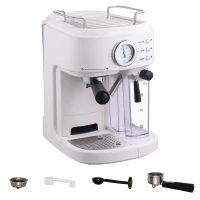 HOMCOM 5Pc Coffee Machine, Espresso & Cappuccino & Latte Maker with Milk Frothing Steamer, 1.5L Removable Water Tank, 2 Cups, 1250W(m-16)