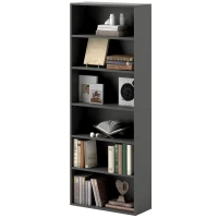 HOMCOM Bibliothèque étagère de rangement 6 niveaux avec étagères réglables pour salon, chambre, bureau, 60x24x158,5cm, noir(m-12)