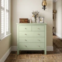 HOMCOM 5 Drawer Chest of Drawers, Modern Dresser for Bedroom, Bedside Storage Cabinet, Wide Storage Unit with Glide Runners for Living Room, Hallway, Closet, 79 x 39.5 x 80.5 cm, Sage Green(m-8)