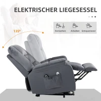 HOMCOM Massagestoel met opsta-hulp seniorenfauteuil relaxfauteuil, 8 massagepunten, 2 zijzakken, 85 cm x 94 cm x 107 cm, Grijs(m-6)
