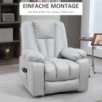 HOMCOM Massagesessel Relaxsessel Seniorensessel, Fernbedienung, Seitentaschen, 94 cm x 96 cm x 106 cm, Grau(m-8)