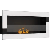 HOMCOM Camino Bioetanolo in Acciaio Inox, 2.5h di Combustione con Serbatoio 1.5L e Copertura 20m², 90x16x40 cm, Argento(m-1)