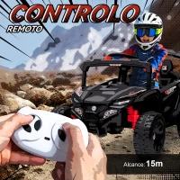AIYAPLAY Carro Elétrico para Crianças 12V com 2 Motores Suspensão Traseira Faróis e Música 88x57,5x55,5 cm Preto(m-6)