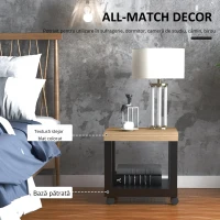 HOMCOM Masă auxiliară rulantă, masă de cafea modernă cu poliță deschisă, 40 x 40 x 40 cm, lemn natural & negru(m-5)