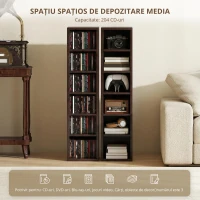 HOMCOM Set de 2 etajere coloane dulap de depozitare CD-DVD 12 compartimente 21 x 22,5 x 88,5 cm capacitate 204 CD-uri maro(m-6)