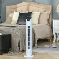 HOMCOM Ventoinha de Coluna 50W com Controlo Remoto 3 Velocidades Ecrã LCD Temporizador 7,5h e Oscilante 70° Ø20x78,5 cm Branco(m-10)
