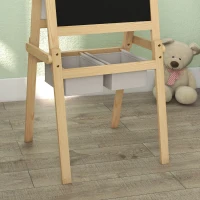 AIYAPLAY Lavagna per Bambini con Cavalletto 3 in 1 e Cestini, Età 3-6 anni, 58x50.5x109cm, Color legno(m-7)