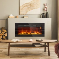 HOMCOM Cheminée électrique 1800 W avec effet flamme en LED 3 couleurs et 5 luminosités, montage mural/encastrable(m-12)