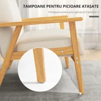 HOMCOM Canapea 3 locuri 115 cm canapea scandinavă cu spătar capitonat, șezut căptușit și cotiere, bej(m-5)