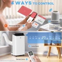 HOMCOM 14000 BTU Mobile Air Conditioner for Room up to 35m², Smart Home WiFi Compatible, with Dehumidifier, Fan, 24H Timer(m-5)
