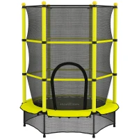 HOMCOM Cama Elástica Infantil Ø140 cm para Crianças dos 3-10 Anos com Rede de Segurança, Suporta até 50 kg, para Interior e Exterior, Amarelo(m-1)