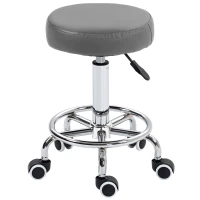 Vinsetto PU Leather Rolling Stool, Height Adjustable Stool Chair with Wheels for Salon, Massage, Spa, Grey(m-11)