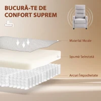HOMCOM Fotoliu Masaj Reclinabil Manual 160° Chenille cu Suport pentru Picioare, Telecomandă și Buzunare, Gri Deschis(m-6)
