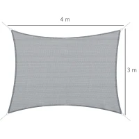 Outsunny Voile d'ombrage rectangulaire 4 x 3 m polyéthylène Haute densité Protection UV Avec sac de rangement - Coloris gris(m-3)