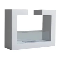 HOMCOM Caminetto a Bioetanolo da Tavolo 2000W in Acciaio Inossidabile Inodore con Vetro 78 x 25 x 58 cm Bianco(m-1)