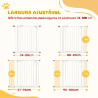 PawHut Barreira de Segurança para Cães 74-100 cm com Extensões, Montagem por Pressão e Duplo Bloqueio, Branco(m-4)