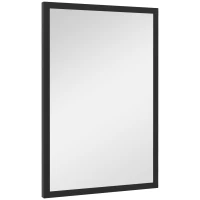 HOMCOM Oglindă de Perete Dreptunghiulară cu Agățători, din Sticlă și MDF, 40x60 cm, Negru(m-12)