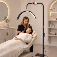 HOMCOM Lampadaire LED demi-lune rotative 350°, lampadaire sur pied salon dimmable 36 W, 7 températures de couleur, noir(m-17)