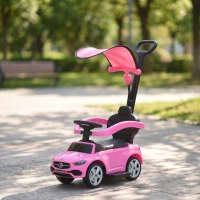 AIYAPLAY Correpasillos 3 en 1 Mercedes-Benz con licencia, barrera de seguridad, espacio de almacenamiento, claxon, 83x40x90cm, Rosa(m-2)