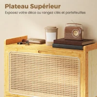 HOMCOM Meuble à chaussures 14 paires, armoire à chaussures 3 tiroirs rabattables, étagères réglables 69x29x119,8cm bois naturel(m-7)