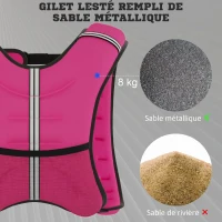HOMCOM Gilet Lesté de 8 kg, Veste Lestée, pour Homme et Femme, avec Poche de Rangement, Tissu Oxford, Sable Métallique, Rose(m-5)
