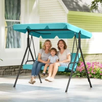 Outsunny Three-Seater Garden Swing Chair, with Adjustable Canopy - Teal(m-9)