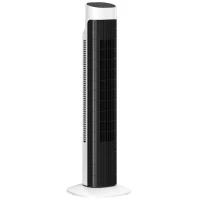 HOMCOM Ventilator Turn cu Telecomandă, 80 cm, Alb,Negru(m-11)