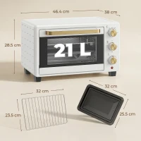 HOMCOM 21L Mini Countertop Oven, 100°C-230°C Adjustable Temperature, White(m-3)
