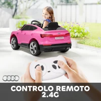 HOMCOM Carro Elétrico Audi E-Tron 12V com Faróis Buzina Música MP3 TF USB e Abertura da Porta 3-8km/h 108x60x47 cm Rosa(m-5)