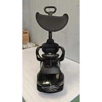 AIYAPLAY 3 in 1 Licensed Benz Ride on Push Car with Handle, Canopy, Guardrails, Horn, Music, Storage for 12-36 Months, Black(m-3)