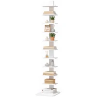 HOMCOM Torre Librería 11 Estantes, Estantería Alta y Estrecha Salvaespacio, Blanco(m-5)