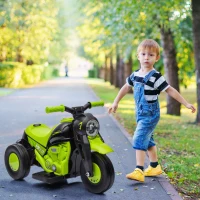 AIYAPLAY Moto électrique enfants 2-5 ans, 3 roues, 6 V, 3 km/h, avec fonction de bulles, effets lumineux et sonores, vert(m-10)