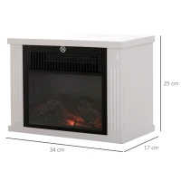 HOMCOM Șemineu Electric de Podea cu Efect de Flacără, Putere Reglabilă 600/1200W, Acoperire 10-15m², Alb(m-3)