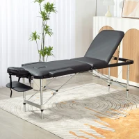 HOMCOM Lettino da Massaggio Pieghevole ad Altezza Regolabile, in Alluminio e Plastica, 215x81x61-84 cm, Nero(m-8)