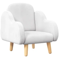 ZONEKIZ Sillón para Niños Sillón Infantil Diseño de Nube con Tacto Súper Suave para Niños de 18-36 Meses 46x51x55 cm Blanco(m-1)