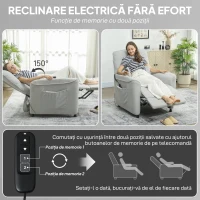HOMCOM Fotoliu Rabatabil cu Încălzire, 8 Puncte de Masaj și 5 Moduri, Țesătură Chenille, Gri Deschis(m-5)