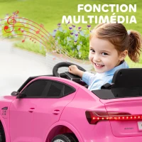 HOMCOM Voiture électrique enfants, véhicule électrique 12V avec télécommande 2,4G, phares, musique, klaxon, port USB, MP3, rose(m-7)