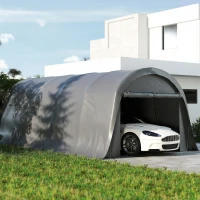 Outsunny Carport tente de garage 3,6 x 7,2 m abri voiture extérieur tente de stockage avec parois latérales amovibles, gris foncé(m-10)