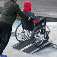 HOMCOM rolstoelhelling oprit rolstoelen rollators inklapbaar aluminium PVC(m-7)