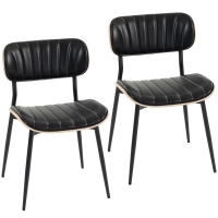 HOMCOM Lot de 2 Chaises de Salle à Manger, Chaises Cuisine sans Accoudoirs, Dossier Incurvé et Assise Rembourrée en PU, Noir