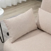 HOMCOM Canapea Extensibilă 2 Locuri, Canapea Tip Pat Modernă cu 4 Perne Incluse, Cadru din Oțel și Tapițerie Textilă, Crem(m-18)