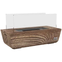 HOMCOM Lareira de Bioetanol de Mesa Capacidade 150 ml 1000BTU/Hr Combustão de 45 Minutos para Interior 5-8 ㎡33x16x18 cm Carvalho(m-11)