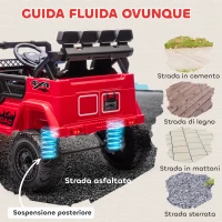 AIYAPLAY Fuoristrada per Bambini con Fanali, Clacson, Cintura e Telecomando, in PP e Metallo, 99x66x68.5 cm, Rosso(m-7)