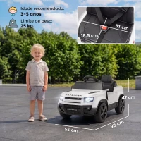 AIYAPLAY Carro Elétrico SUV Land Rover Defender 12 V para Crianças com Comando, Suspensão e Arranque Suave, Branco(m-3)