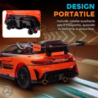 AIYAPLAY Auto Elettrica Bambini 3-8 Anni Mercedes-AMG 12V con Telecomando, Luci LED, Rotelle di Trasporto, Arancione(m-5)