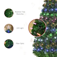 HOMCOM 5FT Pre-Lit Artificial Christmas Tree w/ Lights Star Topper Metal Base Home Seasonal Decoration(m-8)