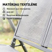 Outsunny Balancelle de Jardin 3 Places Toit Inclinaison réglable Assise et Dossier Ergonomique Acier textilène Gris(m-7)